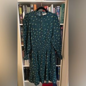 Universal Thread knee-length green dress with bouquet floral pattern, size large